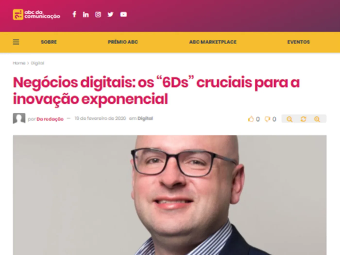 Artigo de Elemar Jr. na ABC da Comunicação sobre os 6Ds da inovação exponencial