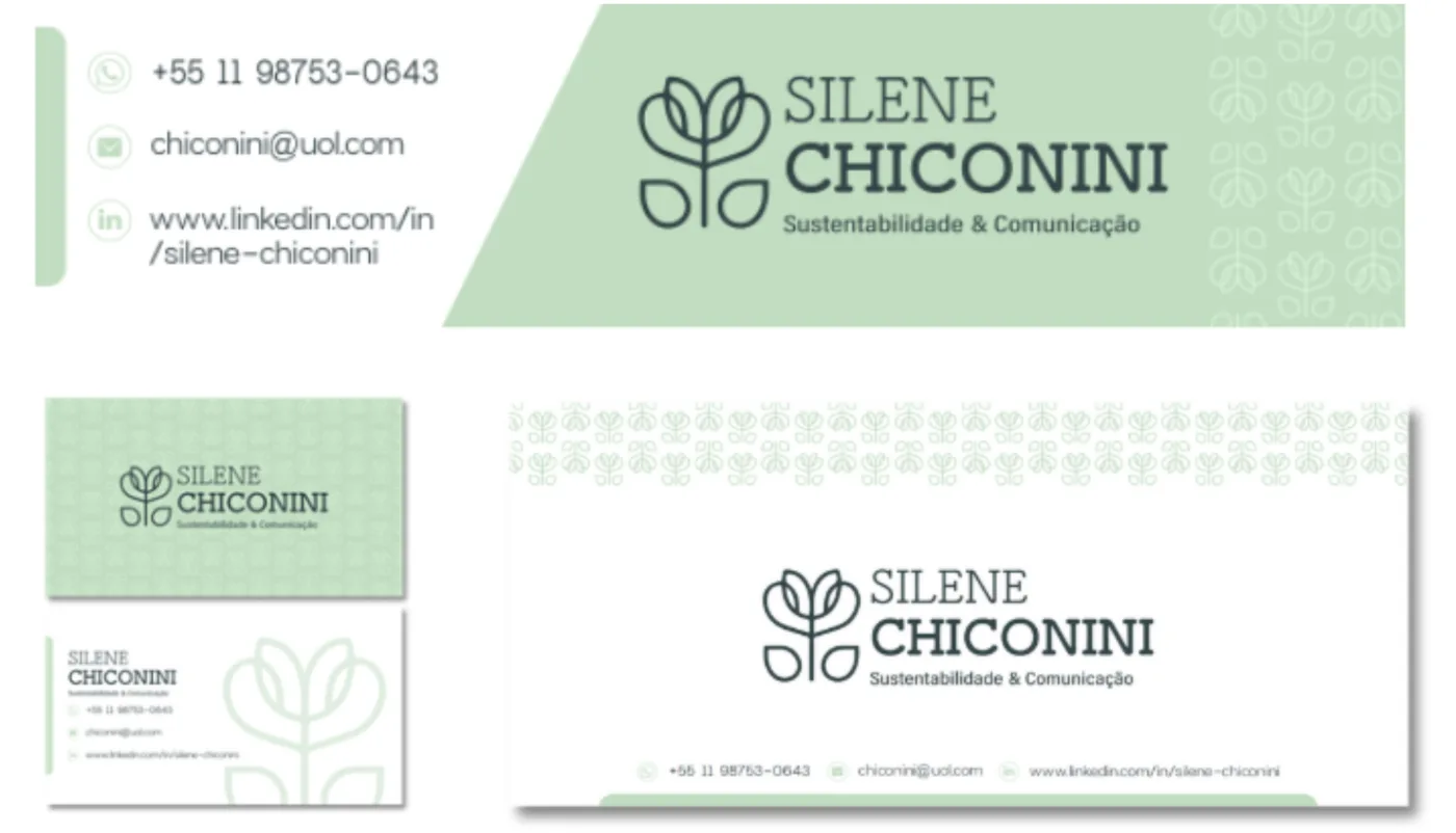 Aplicação da marca Silene Chiconini em cartões de visita